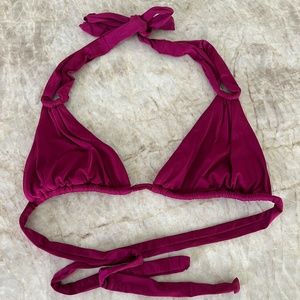 J CREW Bikini Adjustable Tie Top Lined Burgundy Deep Red Size Medium